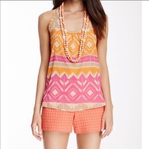 Trina Turk | Silk Blend Racerback Tank Pink/Orange
